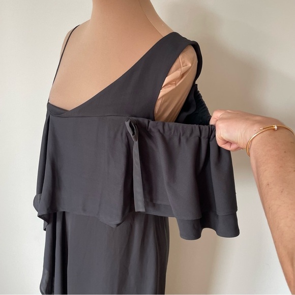 Dorothee Schumacher Flirty Instinct One Shoulder Dress Gray Viscose Gown NWT 3/L - Picture 9 of 12